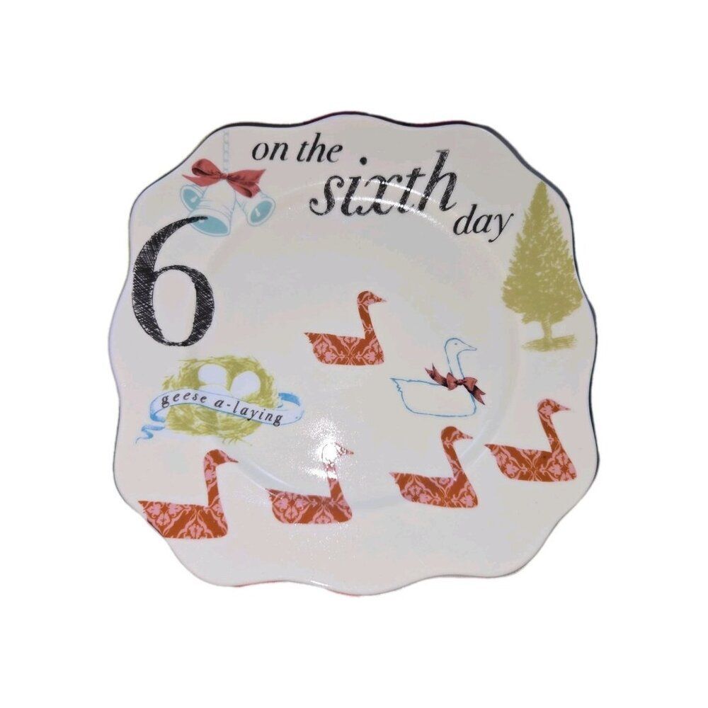 Rosanna 12 Days Christmas Plates 6th Day Doves Appetizer Salad Dessert Square 6"